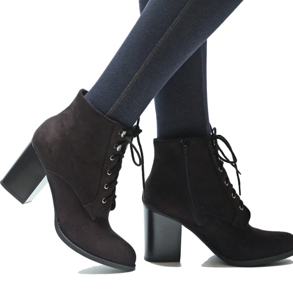 block heel booties lace up